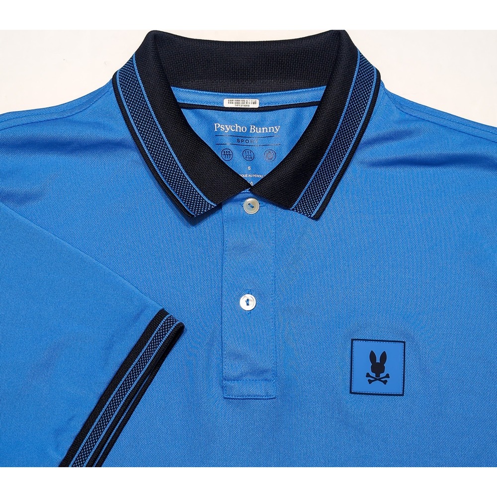 Psycho Bunny Performance Polo Mens L Blue Excellent Short Sleeve Sport Shirt 5